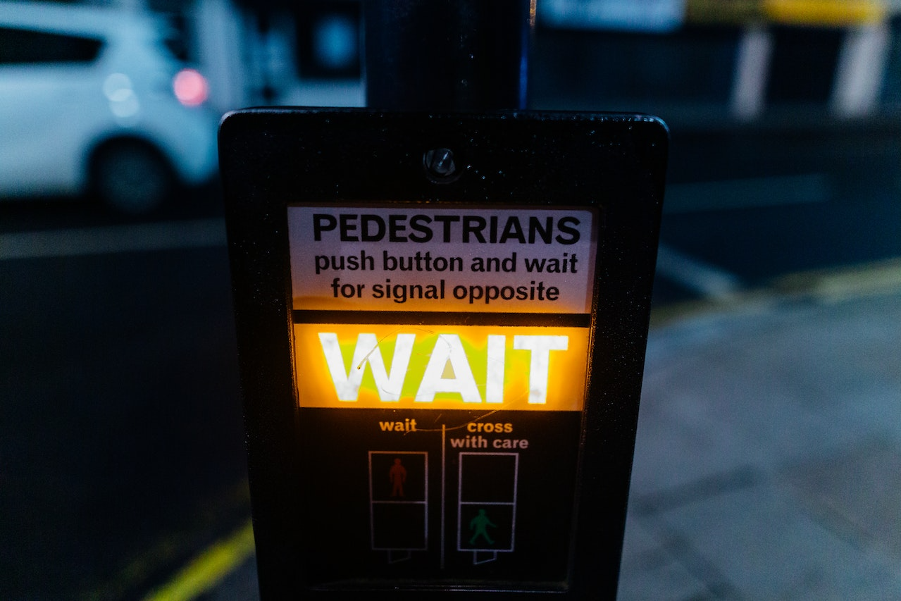 A pedestrian crossing sign