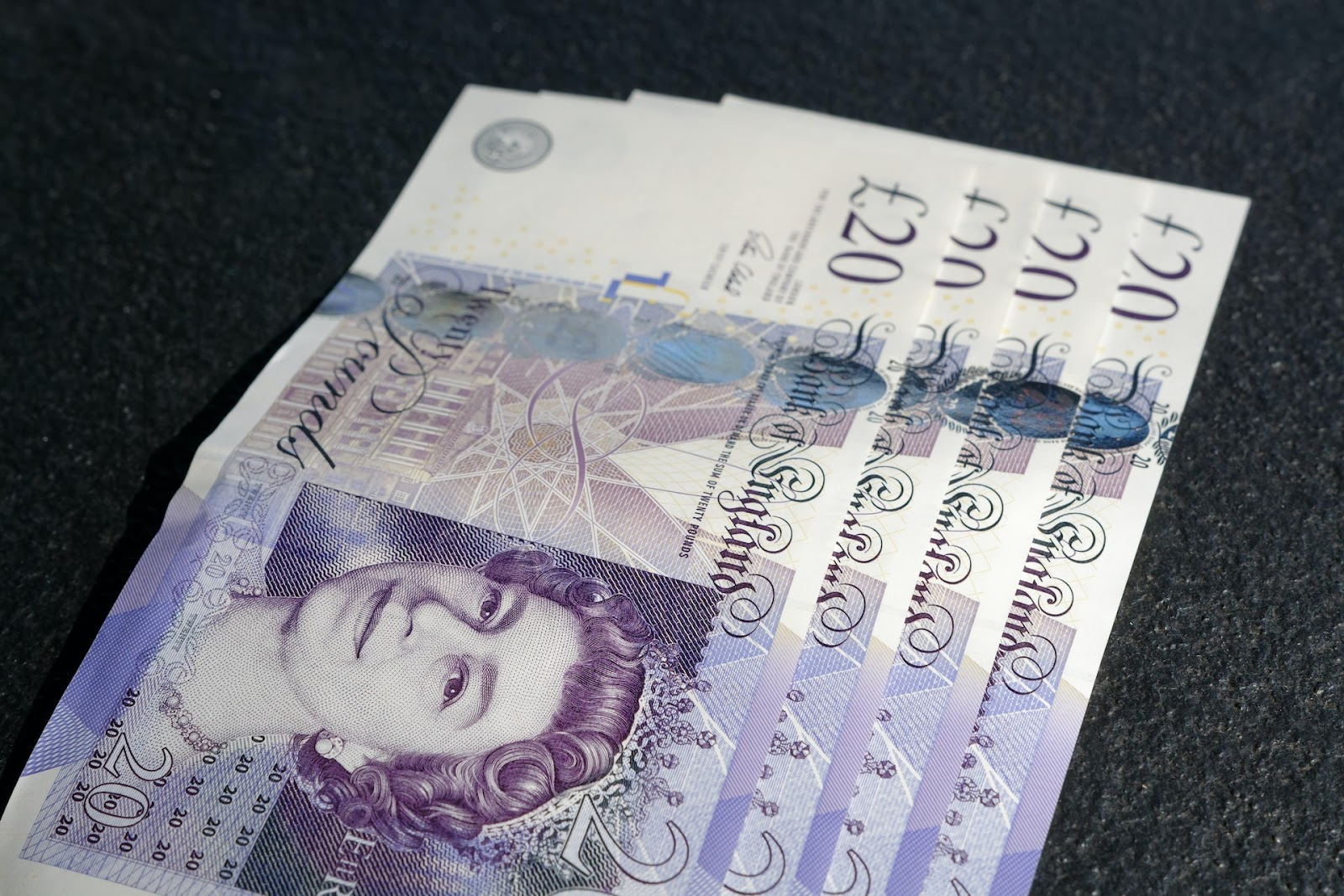 A row of £20 notes