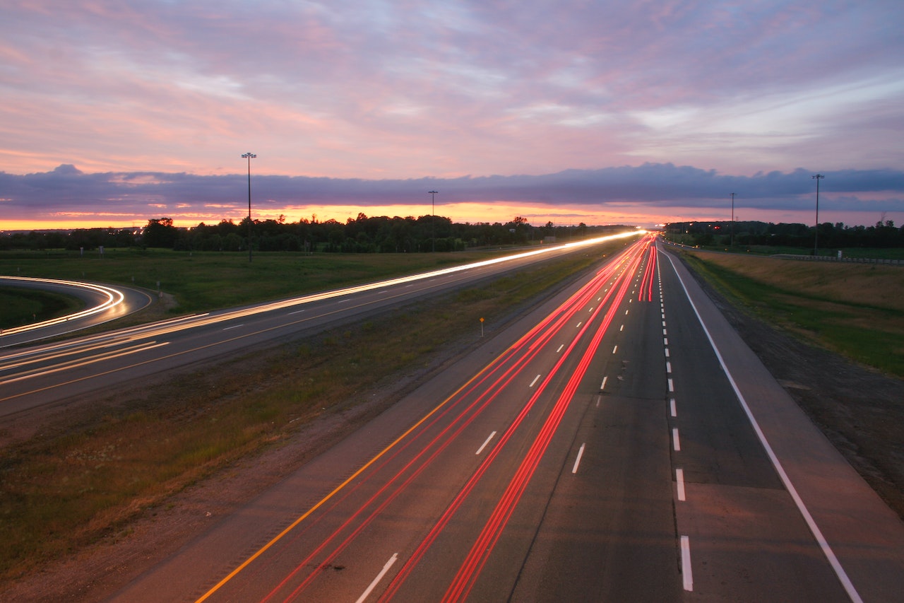 motorway at sunset