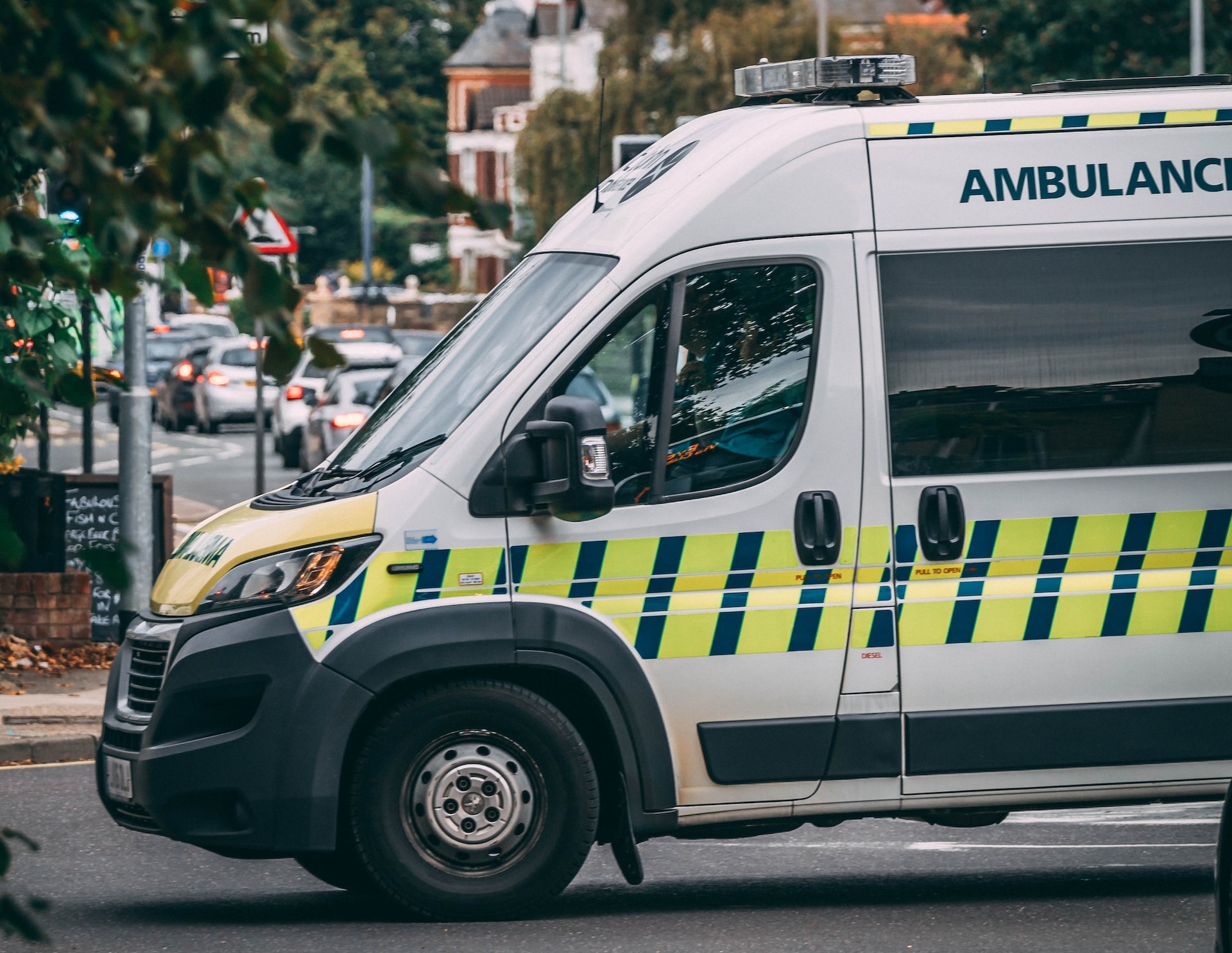 Ambulance parked on a street