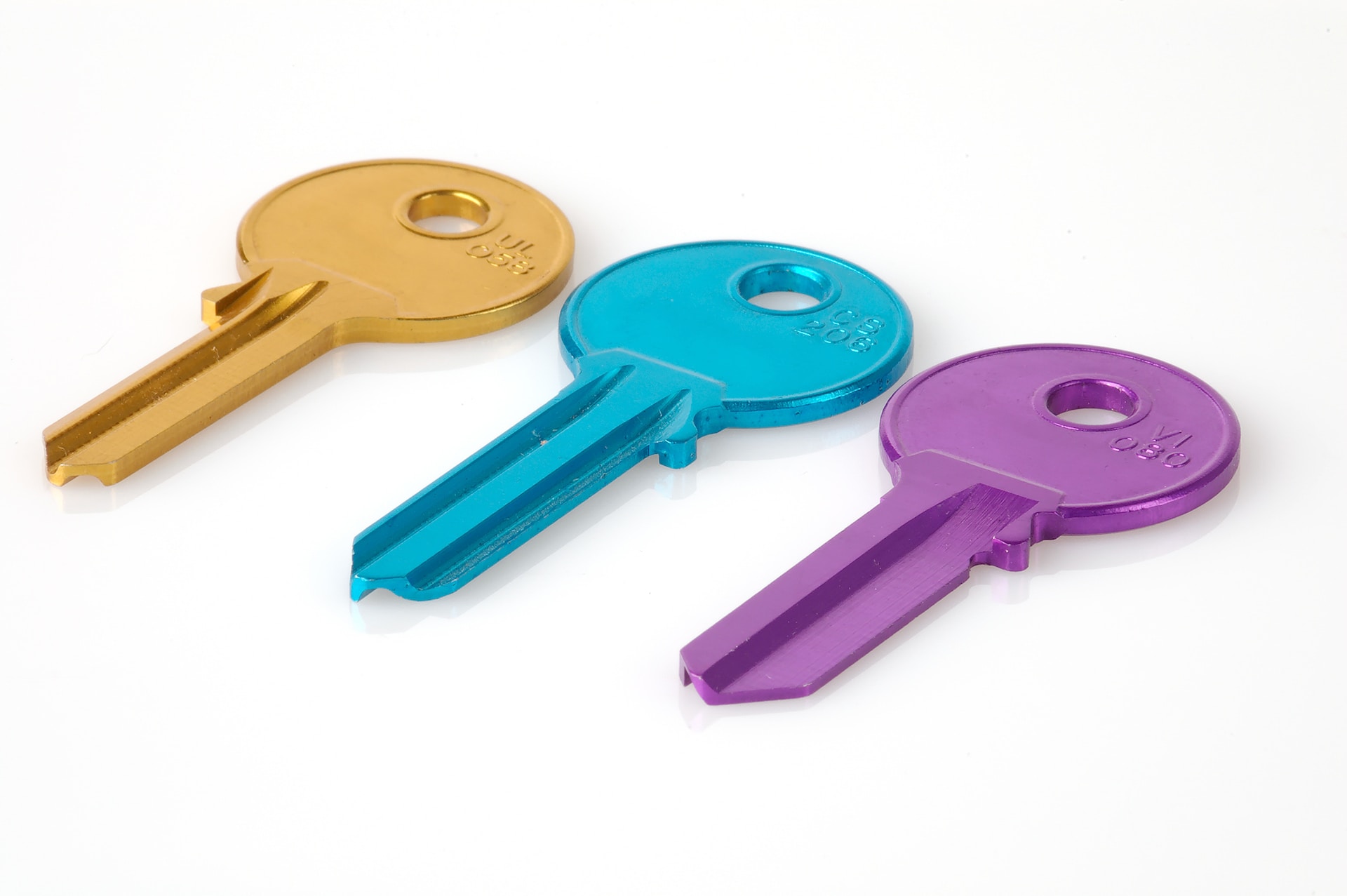 three different coloured keys