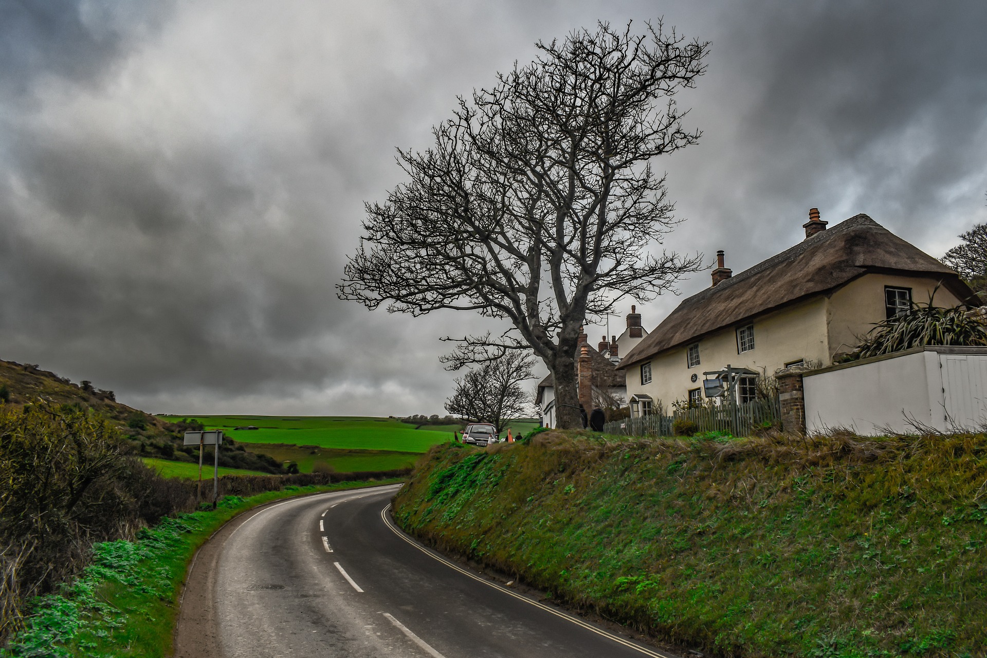 a winding country road in the UK