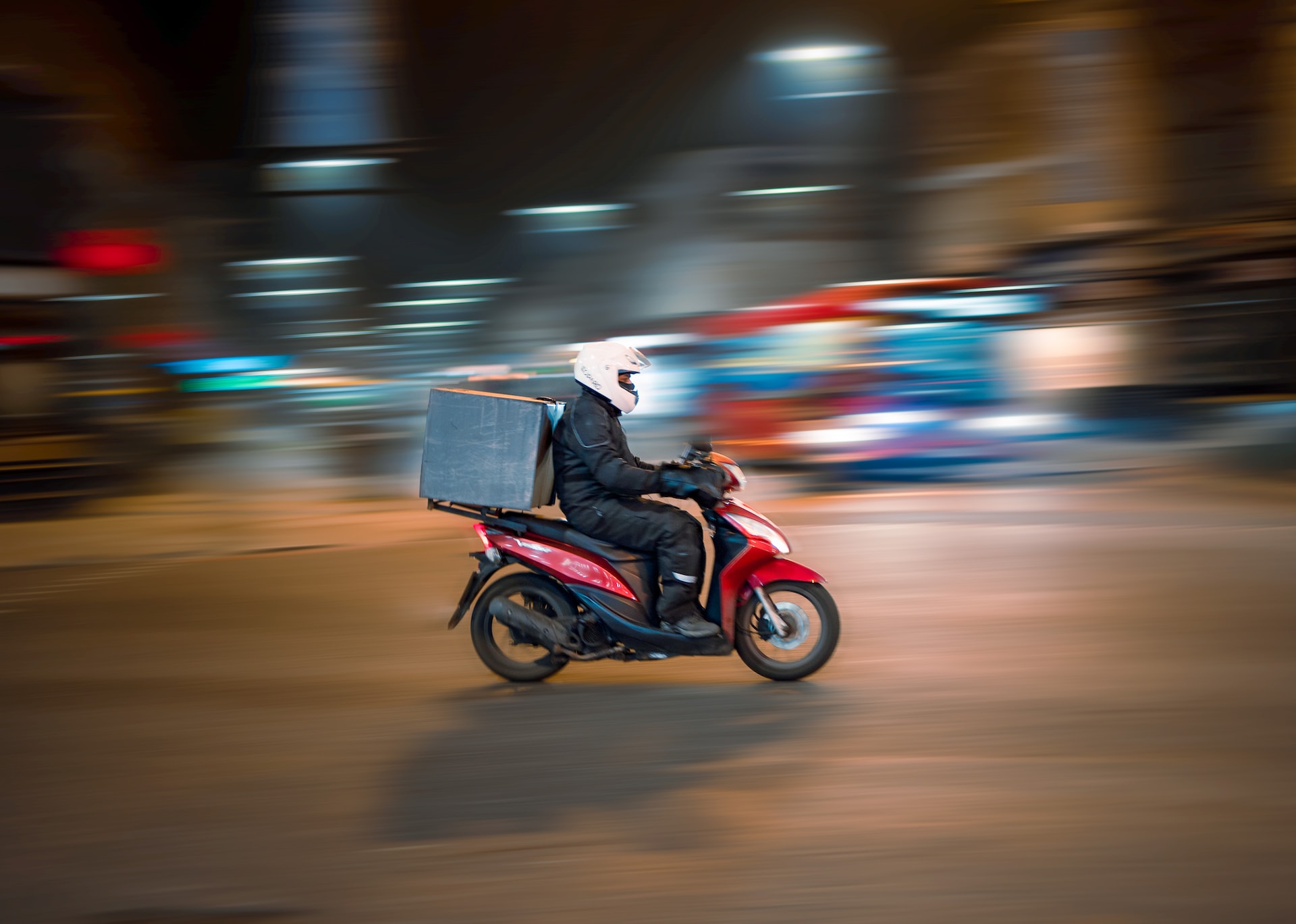 A speeding moped