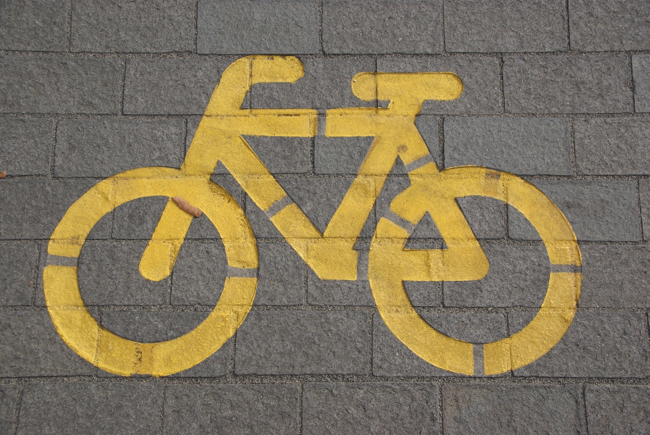 A pavement sign indicating a cycle lane