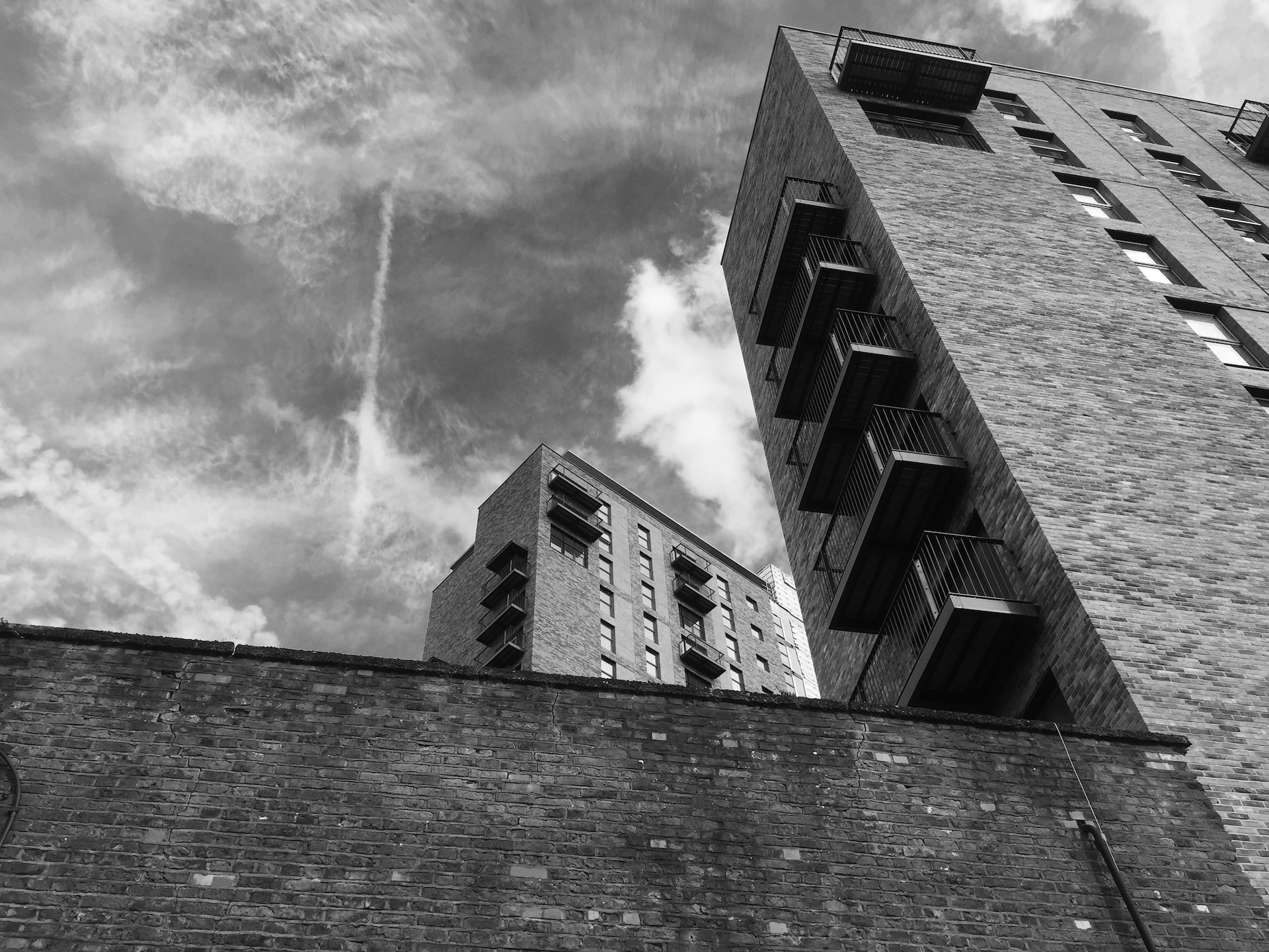 A block of flats in black and white