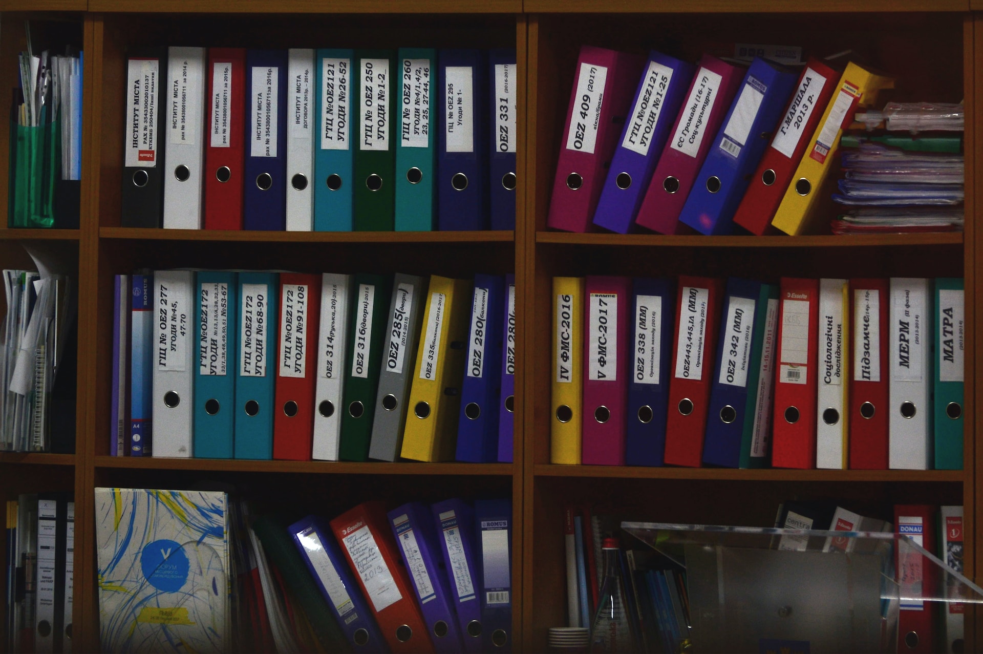 A bookcase full of legal folders