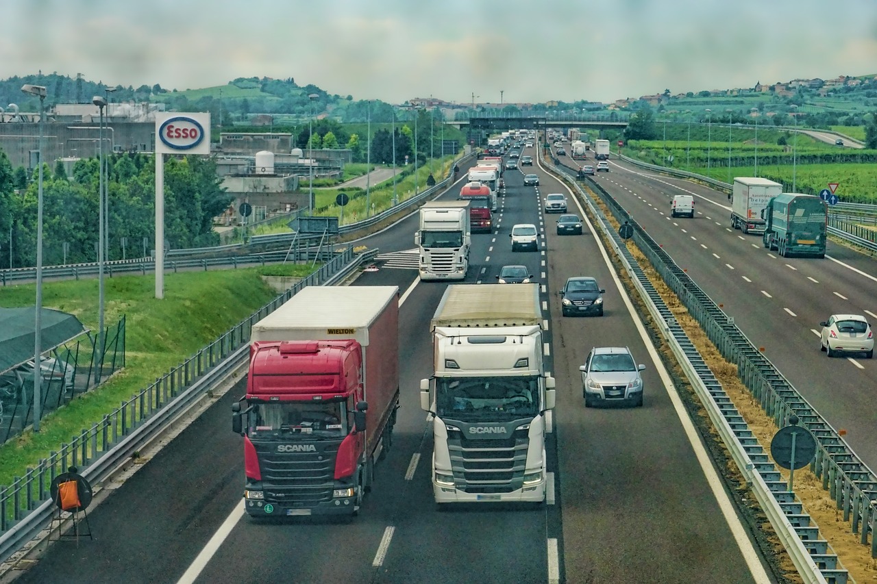 lorries on a motorway