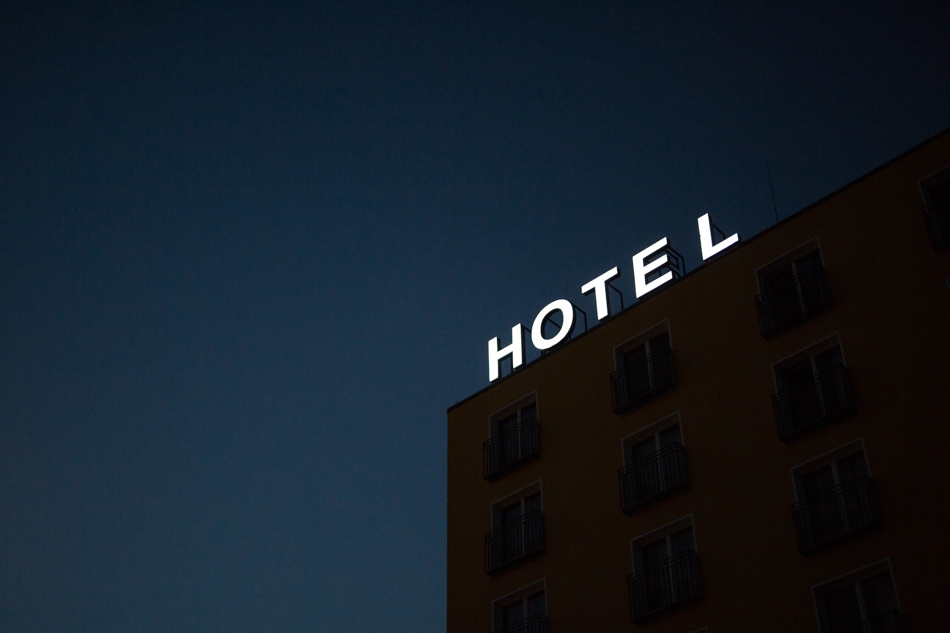 A luminated hotel sign