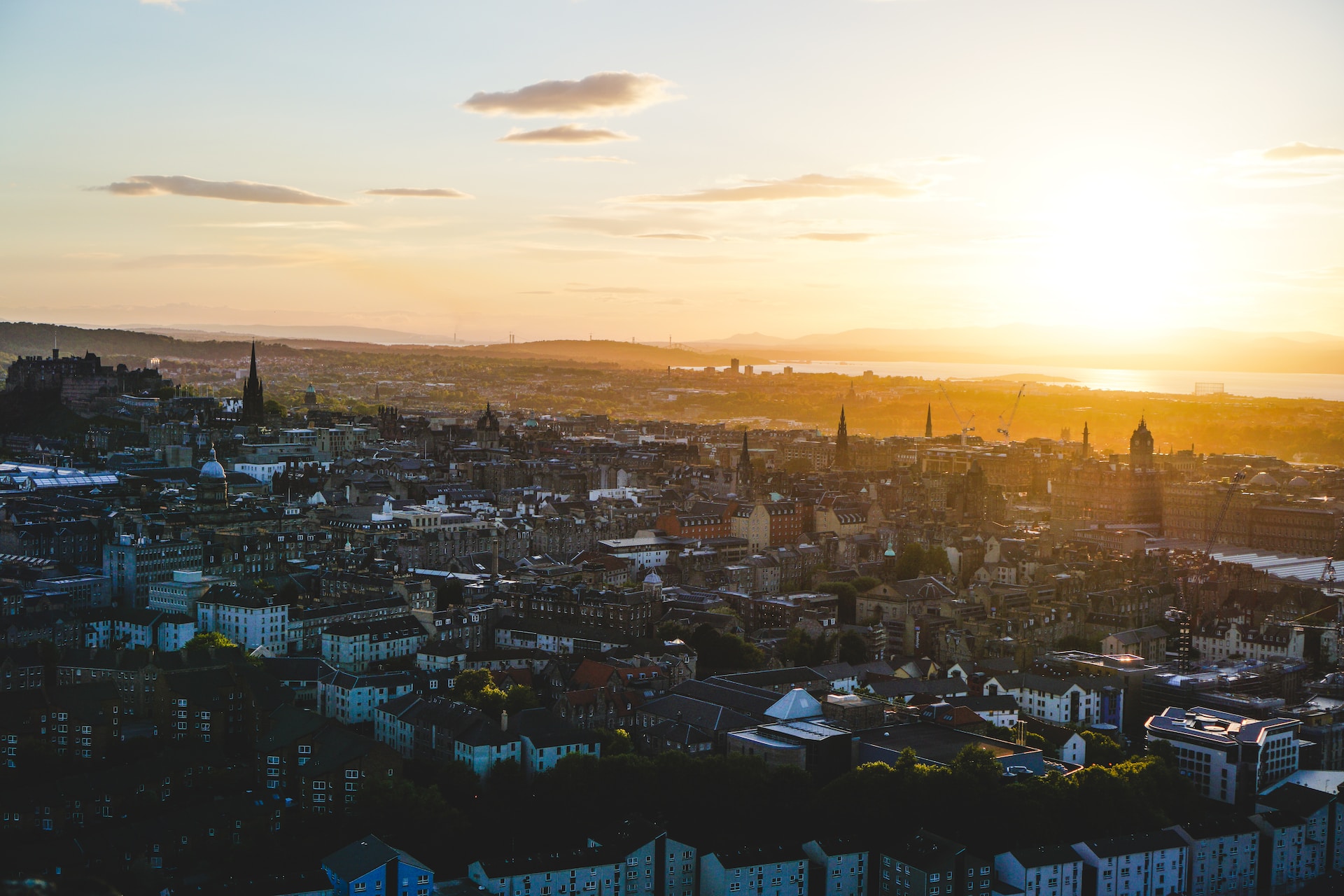 aerial shot of Edinburgh
