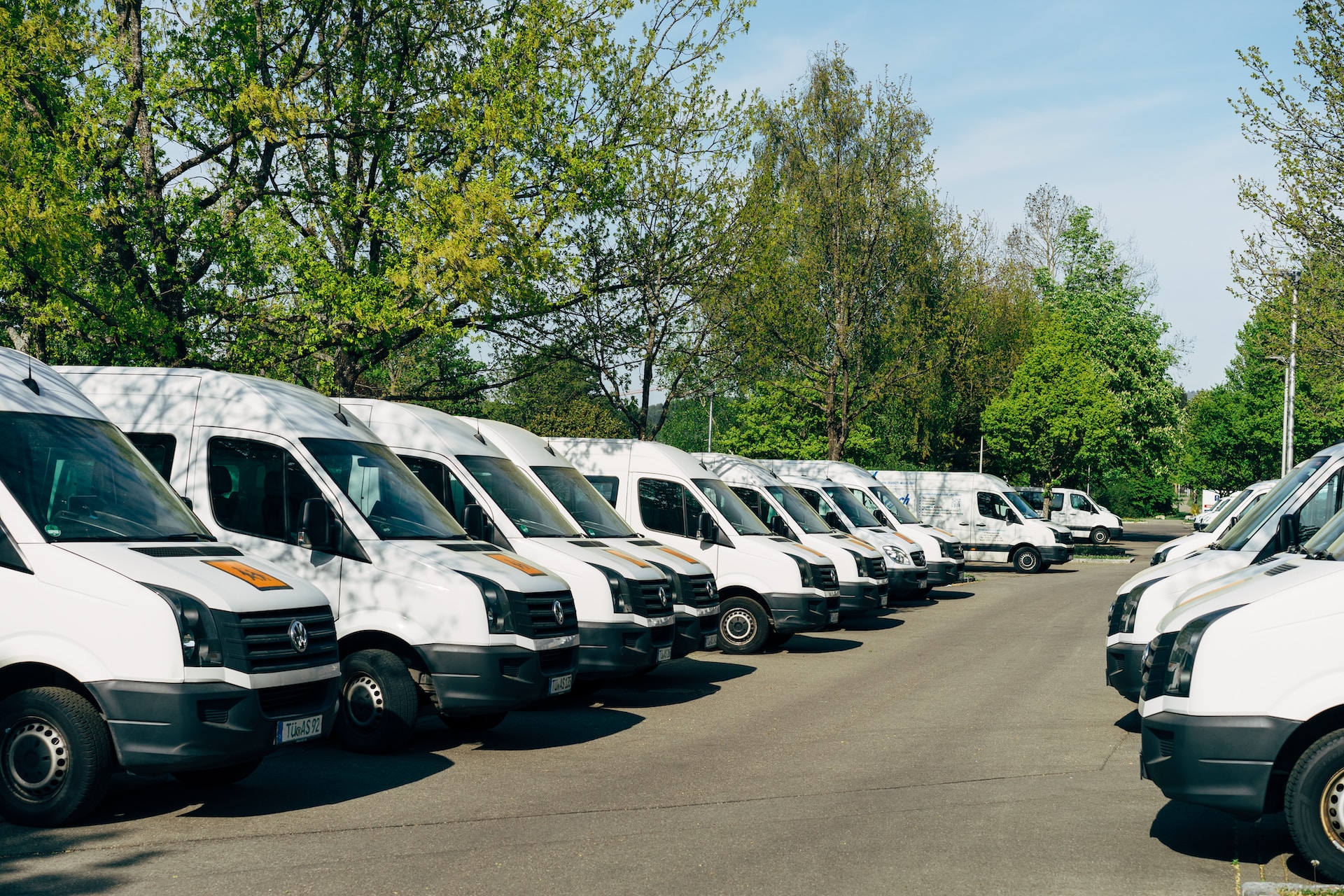 A car park full of company vans