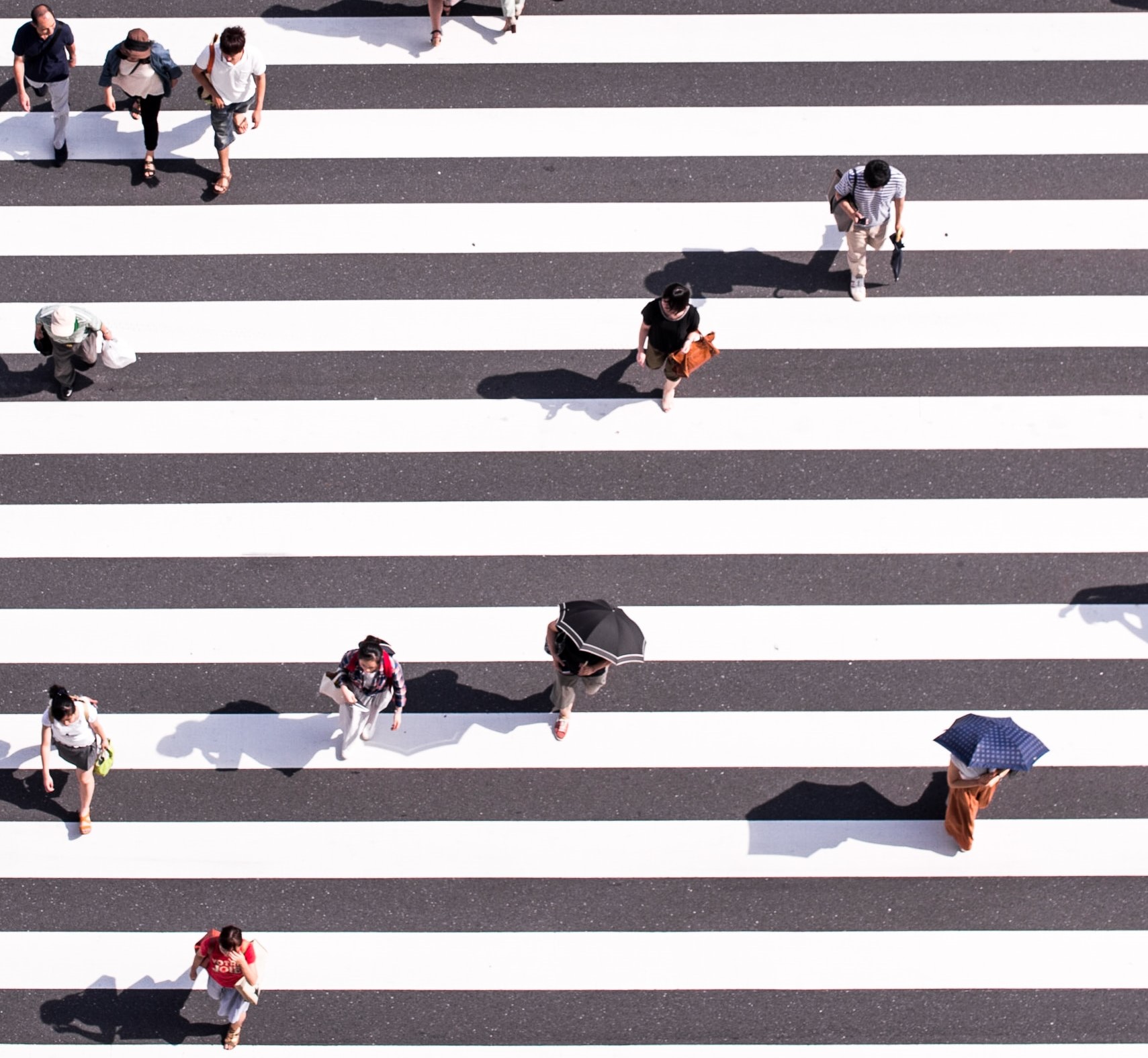 people walking on a pedestrian crossing