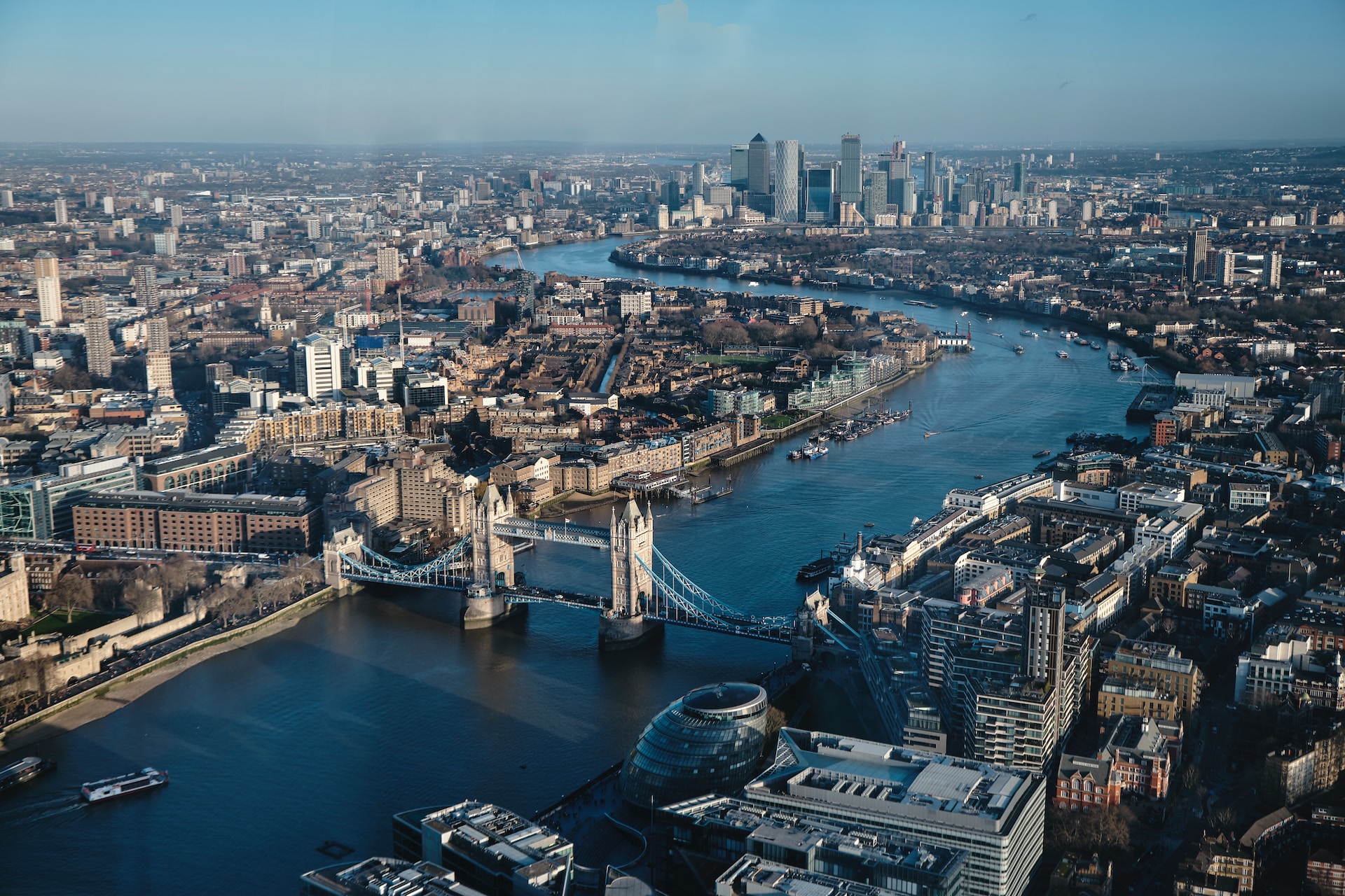 Aerial shot of central London