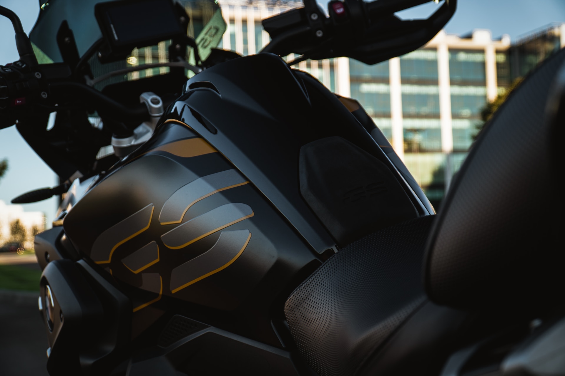 close up of a motorbike seat