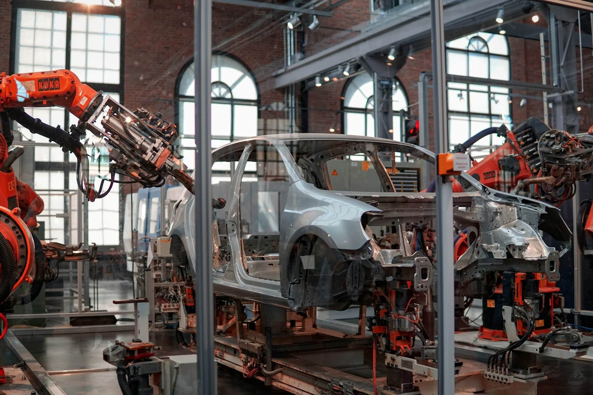 A car being manufactured