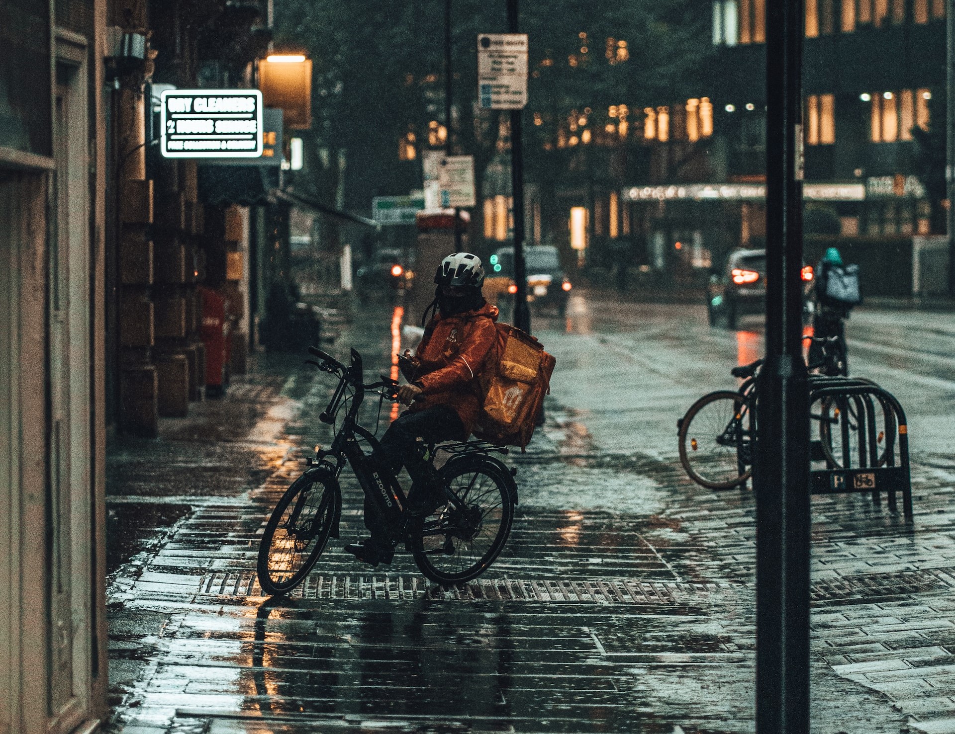 A food delivery cyclist