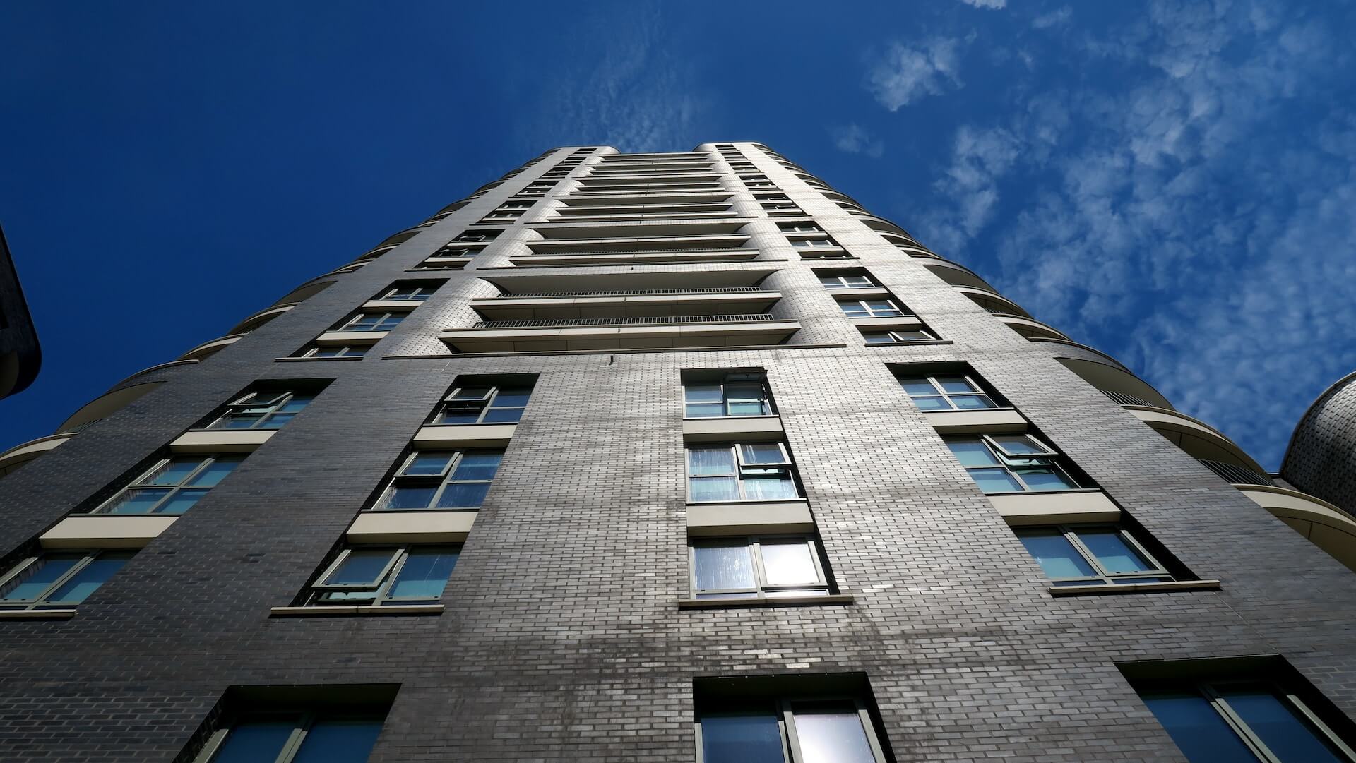 Looking up at a high rise block of flats