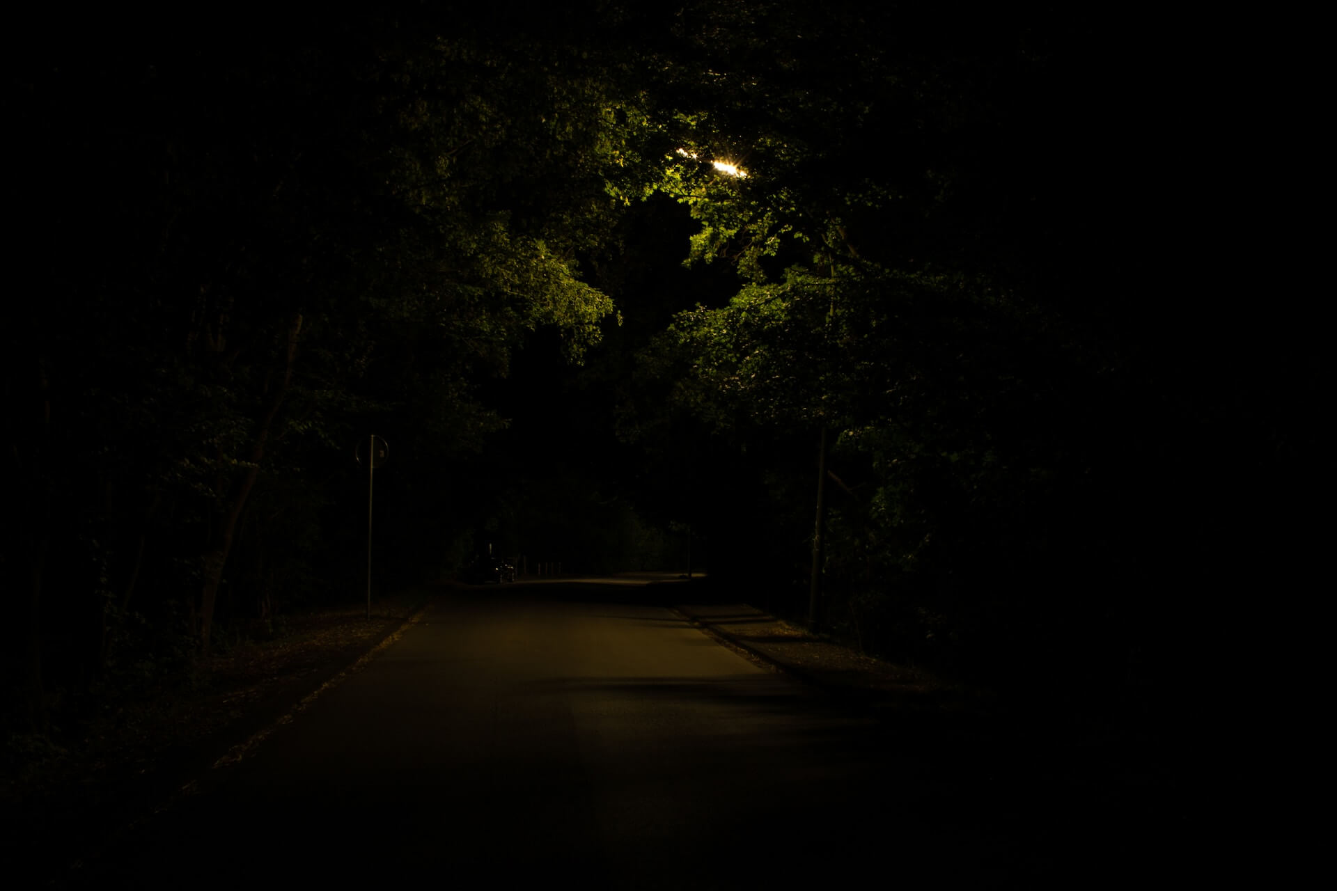 A poorly lit road