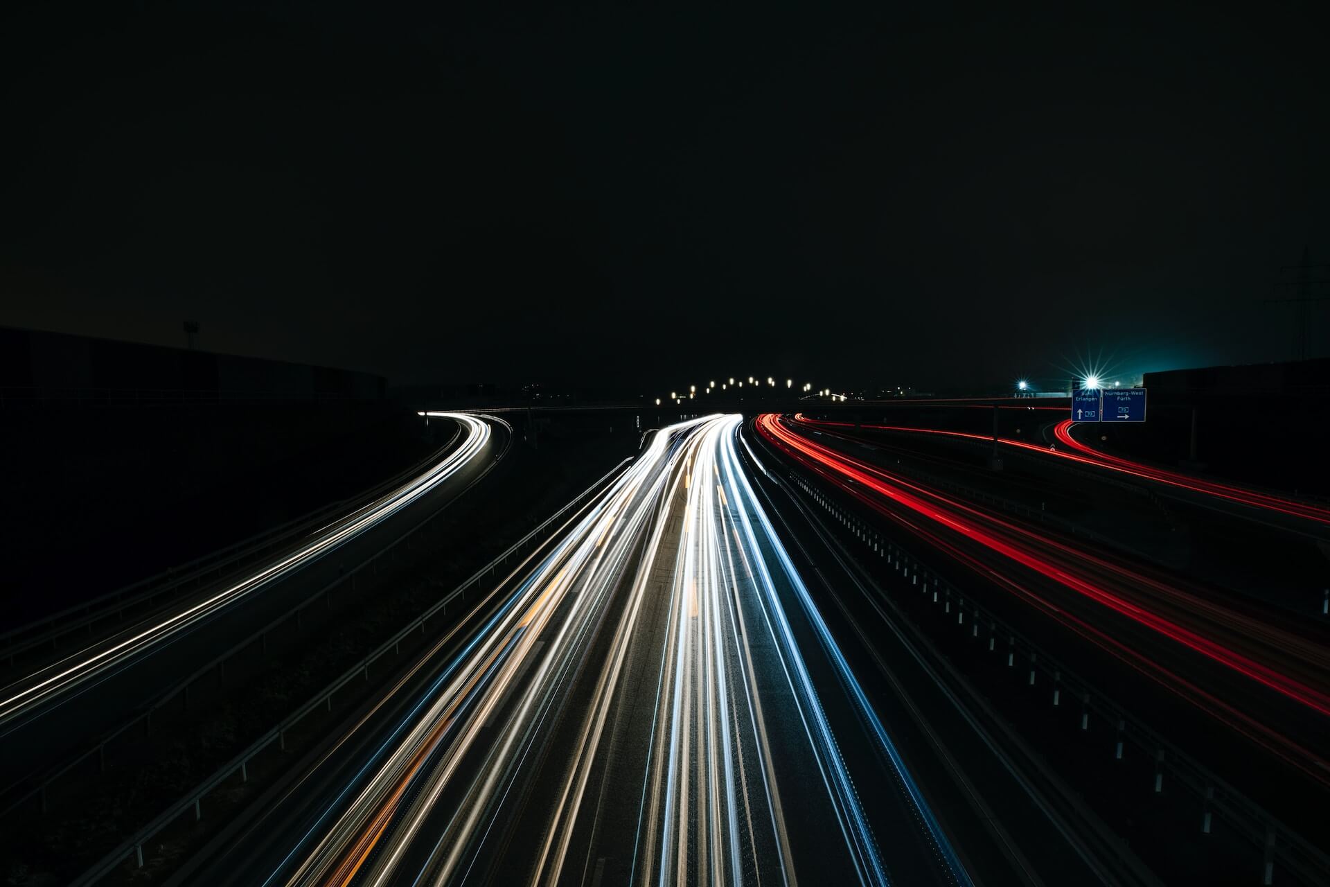 blurred headlights on a motorway