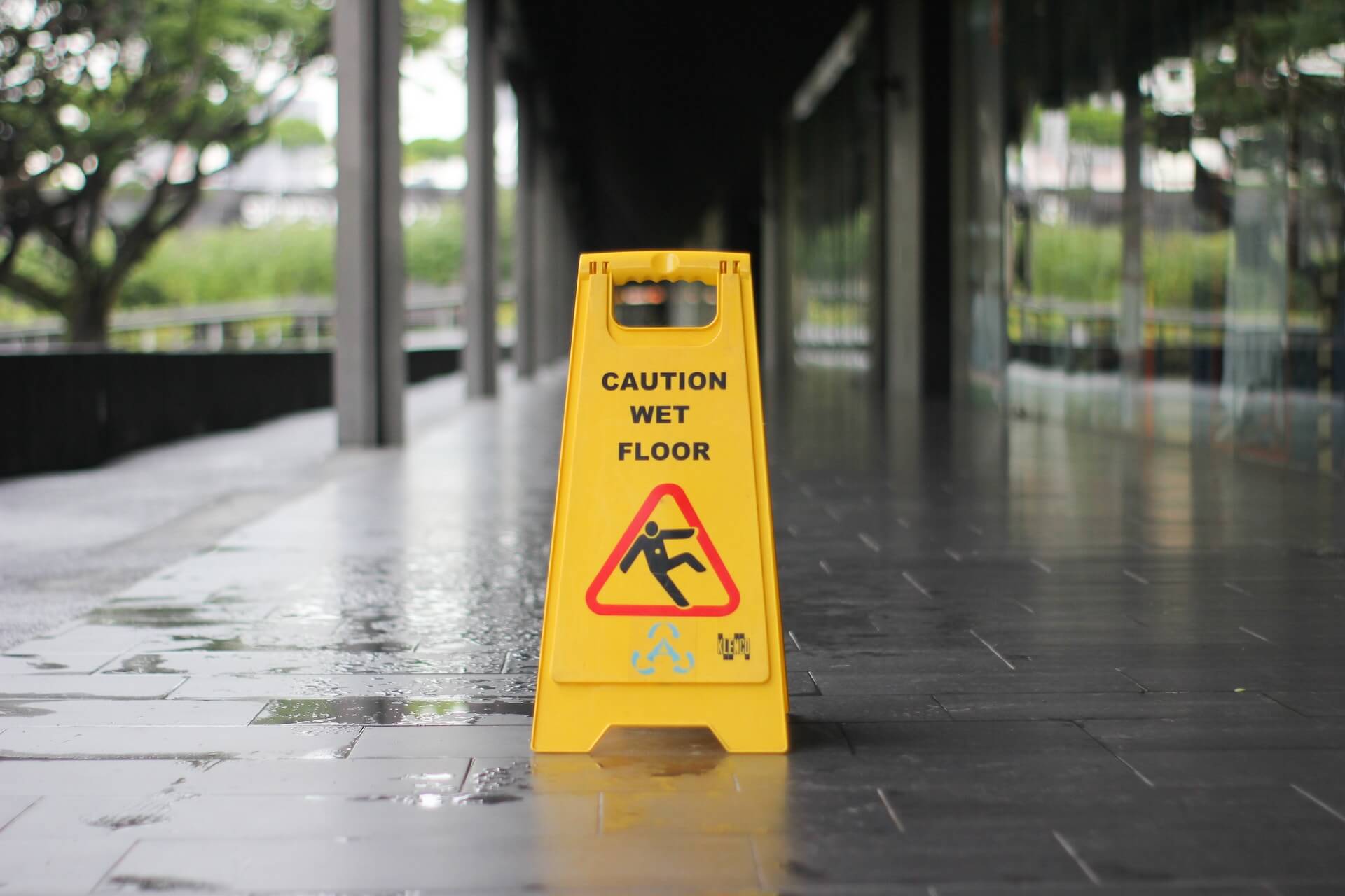 A 'caution wet floor' sign